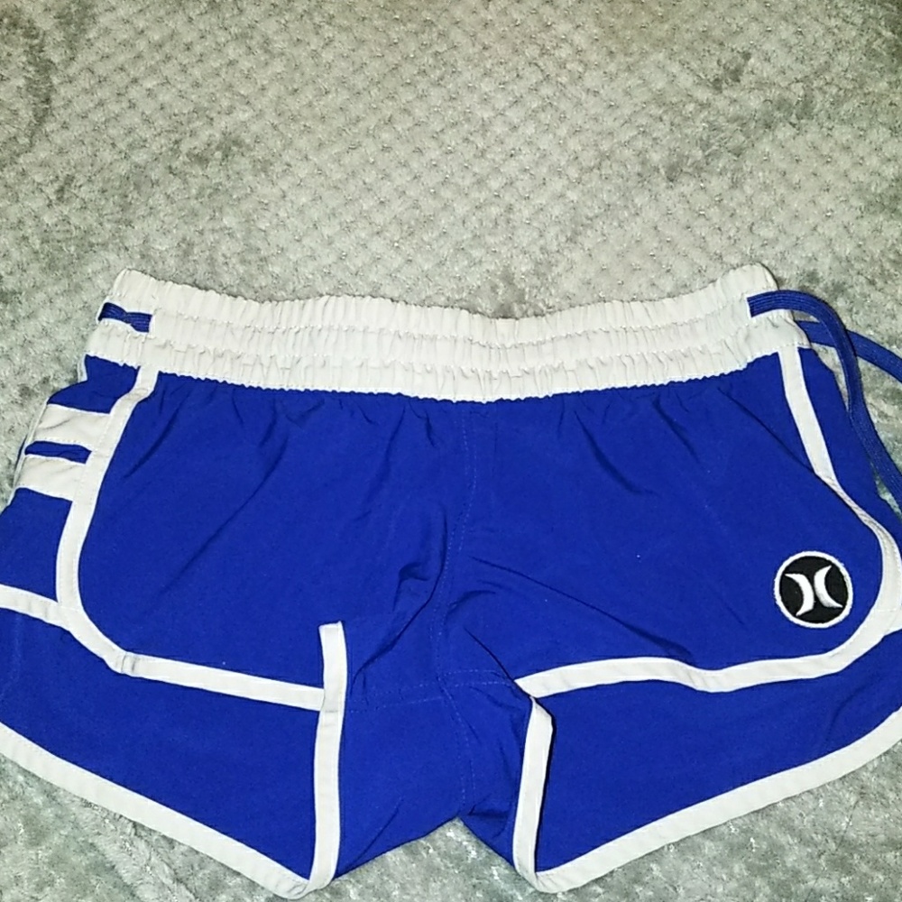 Blue and white athletic shorts